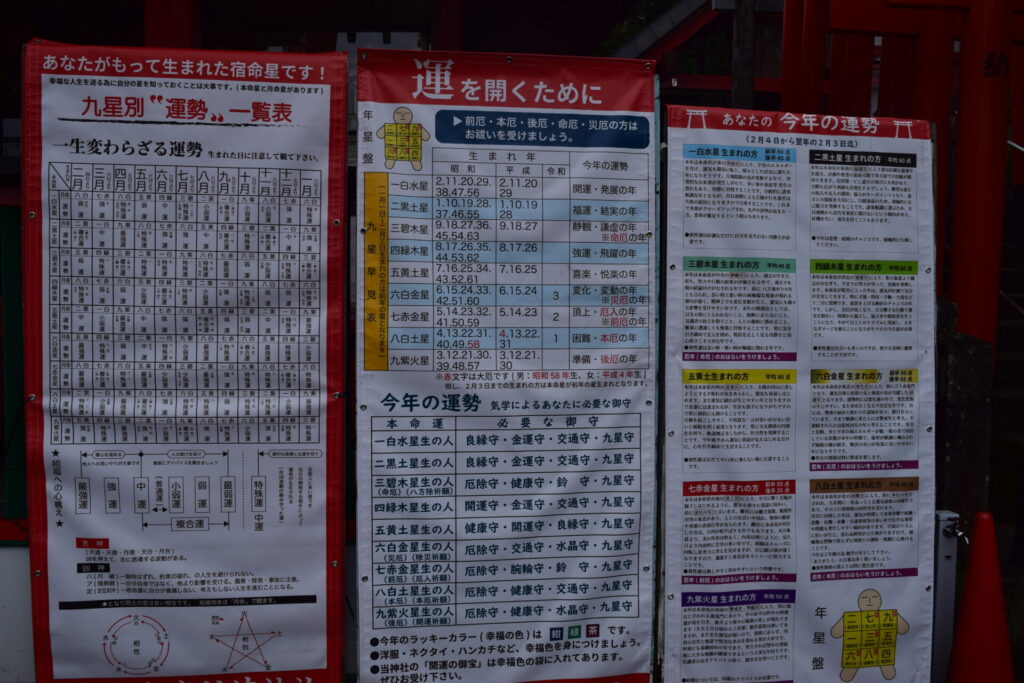 熊本稲荷神社-九星別早見表